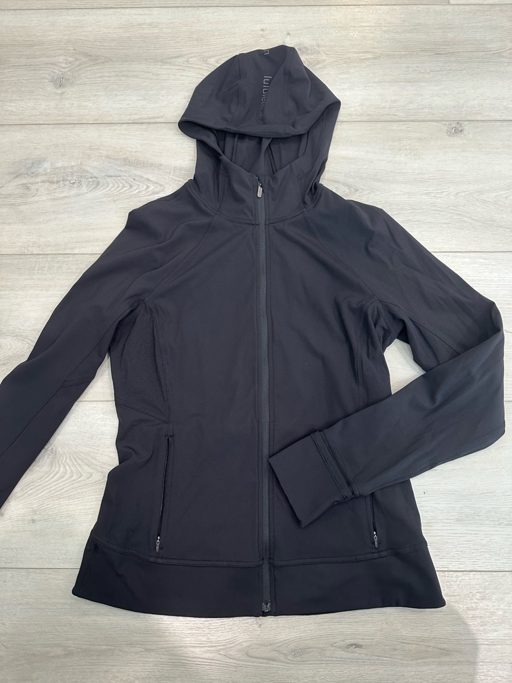 Lululemon Black Full Zip Hooded Running Jacket Size 10